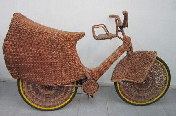 A Bicycle Made Of Natural Woven Fiber