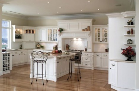 Adding a green touch to the antique kitchen cabinets