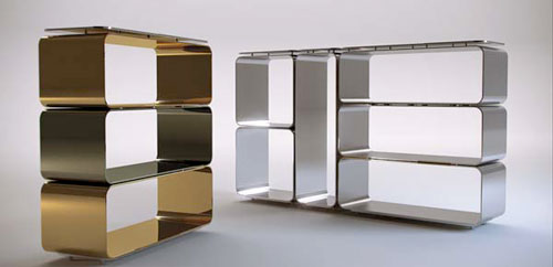 Art Deco type aluminum shelves