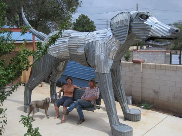Big Dog Sculpture with Porchswing