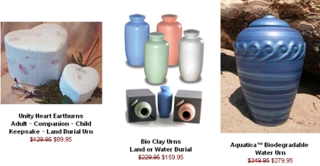 biodegradable land and water burial urns
