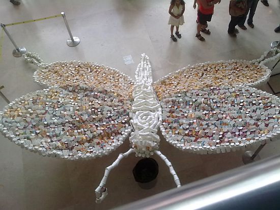 butterfly sculpture created from paper cups 1