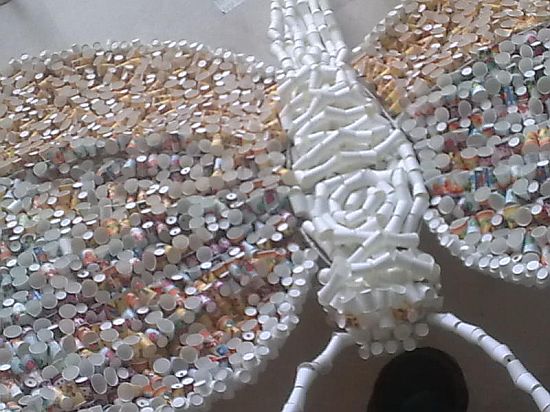 butterfly sculpture created from paper cups 2