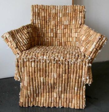 chair from recycled wine corks