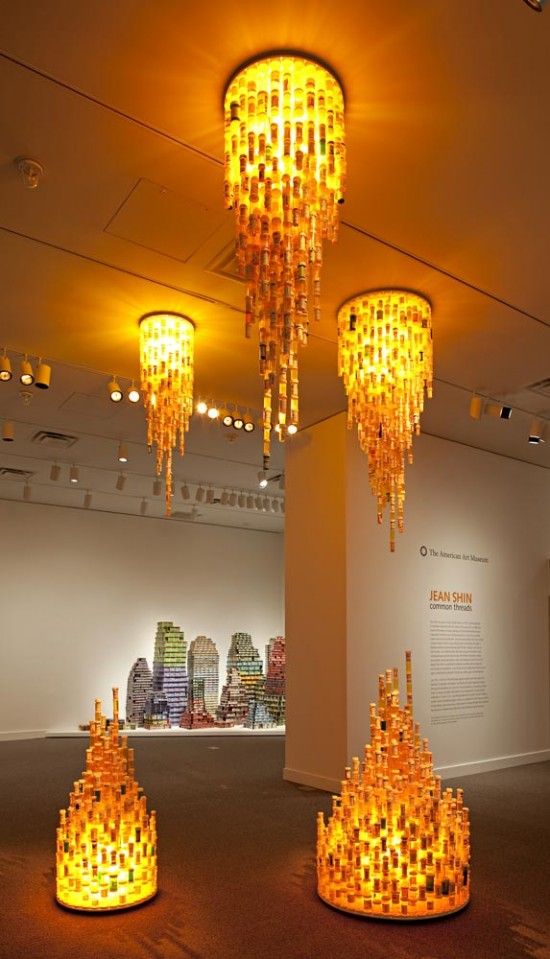 Artist creates eco friendly installation from recycled medicine bottles