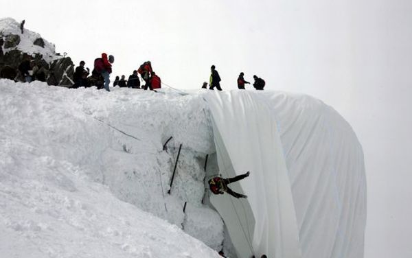 Cloak protects glacier from sun