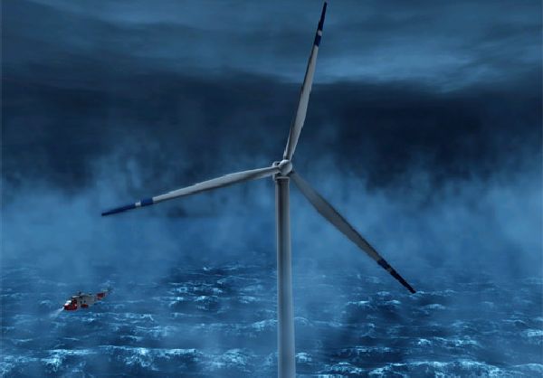 Floating wind turbine in North Sea
