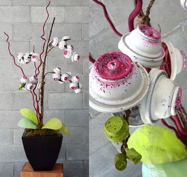 Floral Sculptures Made From Spray Paint Cans