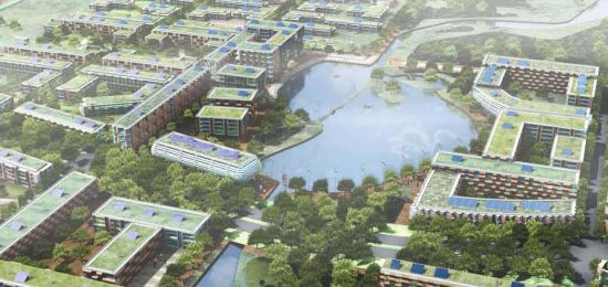 flyover view of dongtan ecocity china