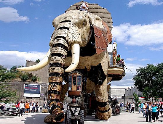 giant mechanical elephant created using recycled m
