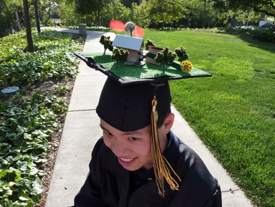 green graduation cap