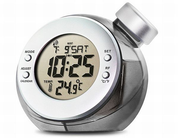 H20 water powered alarm clock and thermometer