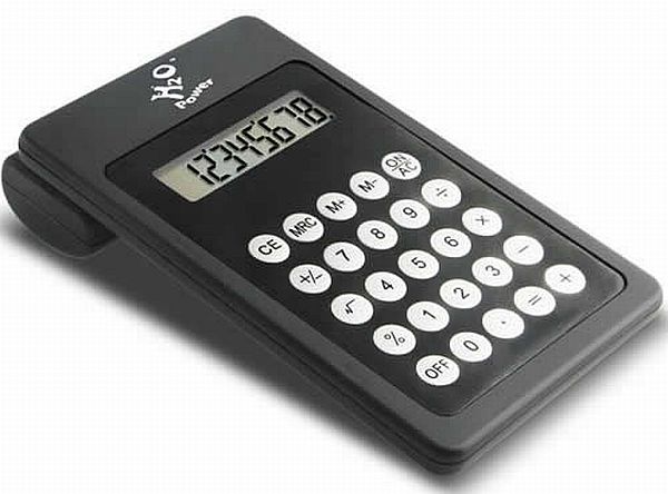 H2O water powered 8-digit calculator
