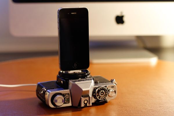 iPhone charger / dock - made from vintage camera