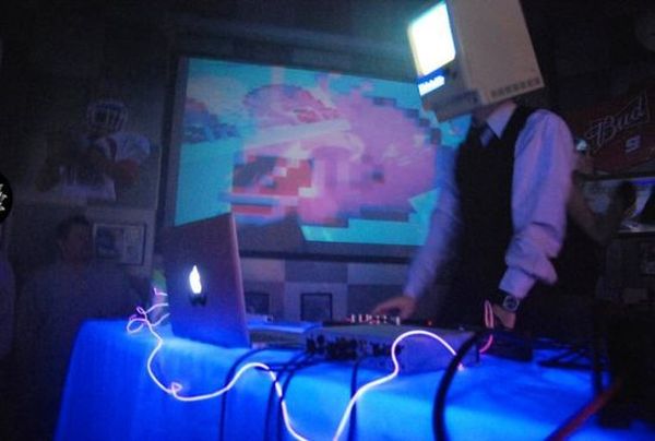 Old apple mac and ipad dj helmet