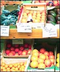 organic produce for sale on a uk market