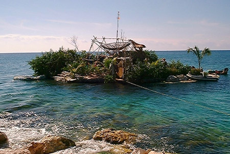 plastic bottle island