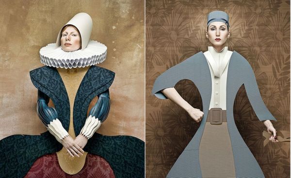 Portraits of Ladies in Cardboard Outfits