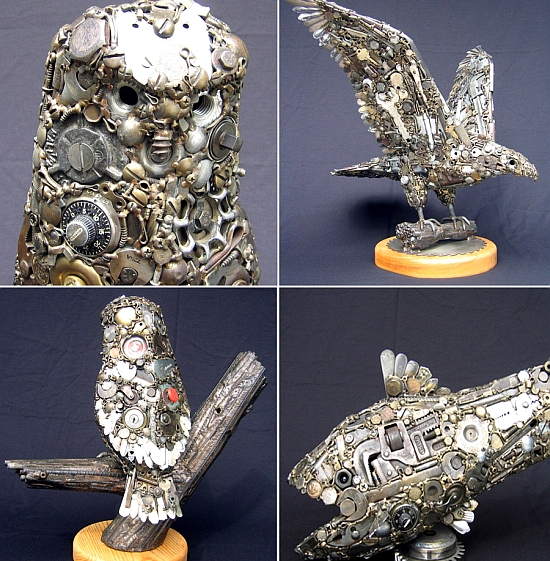 recycled animal sculptures