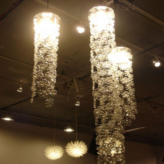 recycled bottle cascade chandelier 2