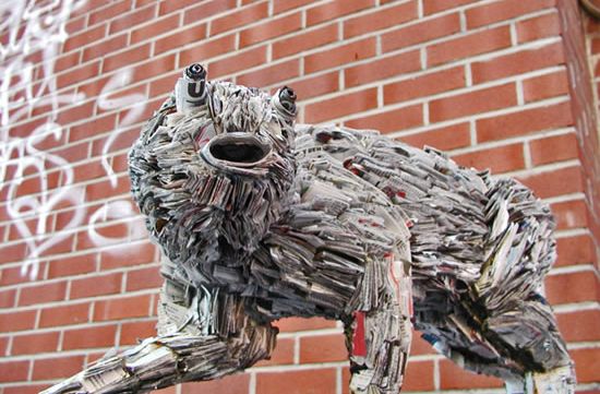 recycled newspaper sculptures by nick georgiou 6