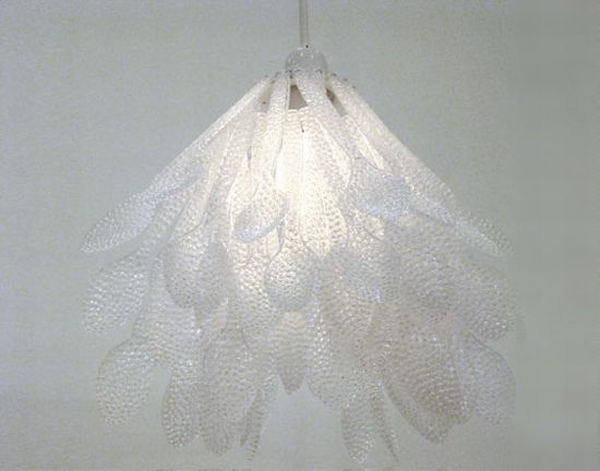 recycled plastic spoon chandelier