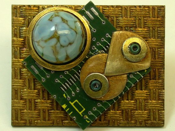 Recycled Circuit Board Vintage Glass Cab