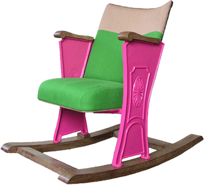 rocy chair green and pink