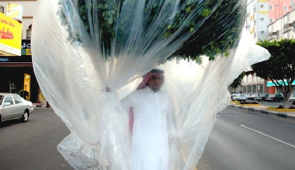 Saudi Artist Sucks Oxygen From a Plastic-Wrapped Tree