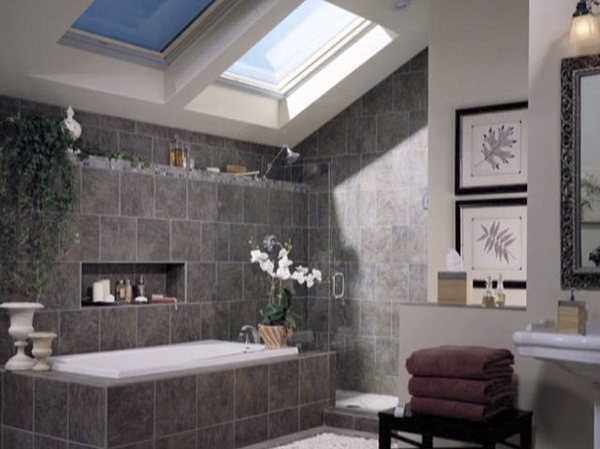 Skylight in bathroom