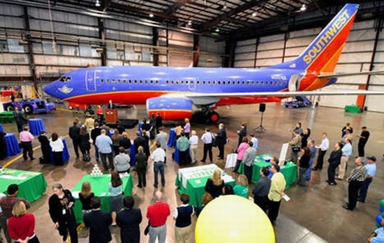 southwest airlines green prototype plane