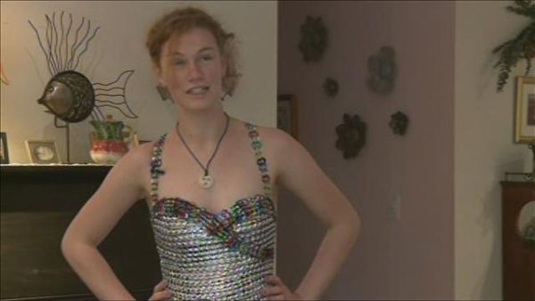 Student makes prom dress from soda tabs