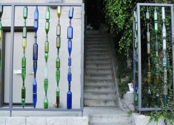 Unusual Fence Of Recycled Glass Bottles