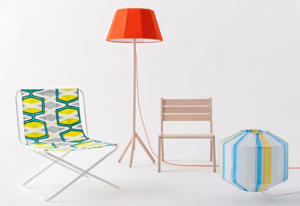 Vintage beach chairs repurposed as modern indoor lanterns