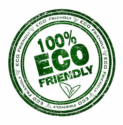 Round stamp with text: 100% Eco Friendly