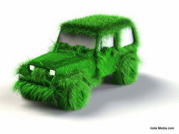 Ecologic green car with grass surface