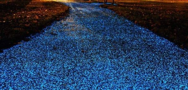 sidewalk that illuminates pathways at night