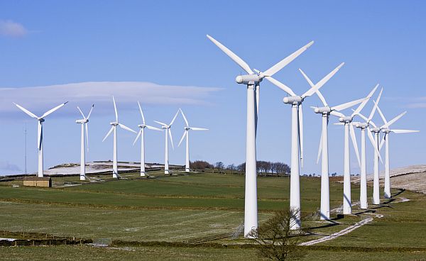 Wind turbines in windfarm