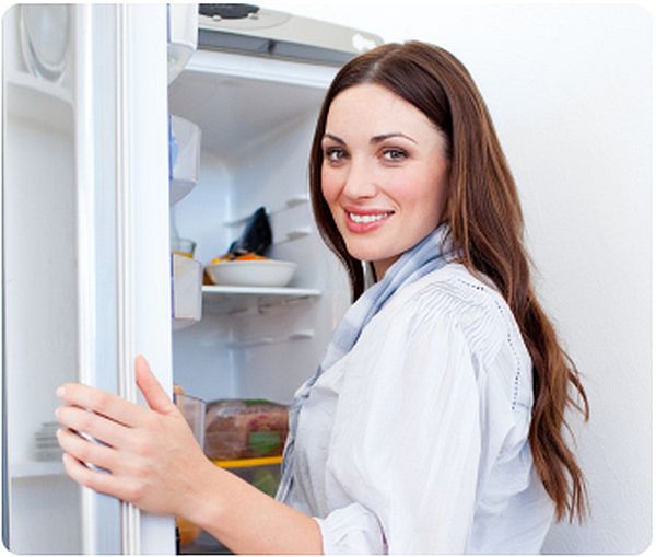 lady using Refrigerator