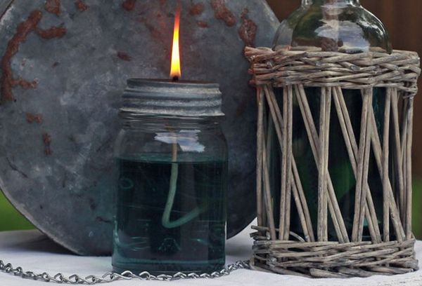 Mason jar oil lamps