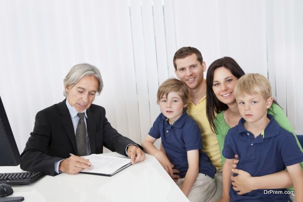 visiting bank with children