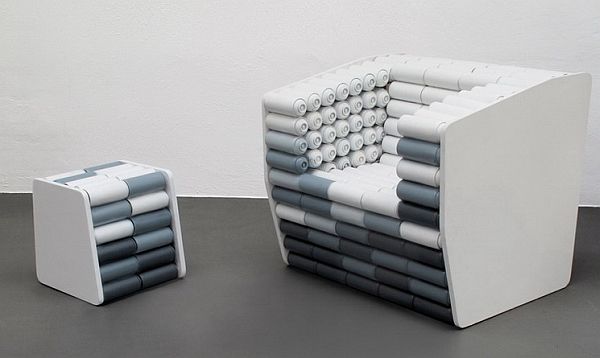 Arm chair and Stool by Luigi Semeraro