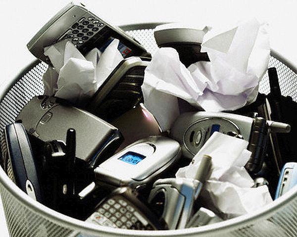 Wastebasket Full of Cell Phones
