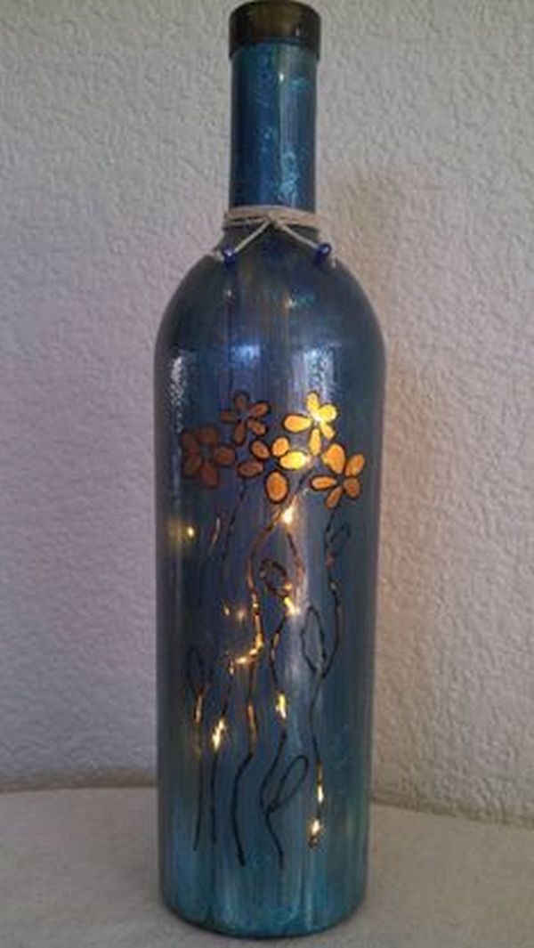 Mod Flower Wine Bottle Lamp