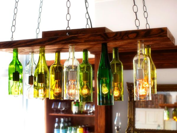 Ten light Wine Bottle Chandelier