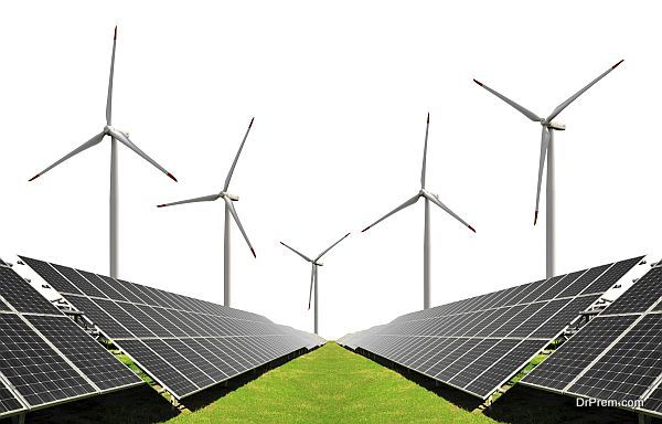 Solar energy panels with wind turbines