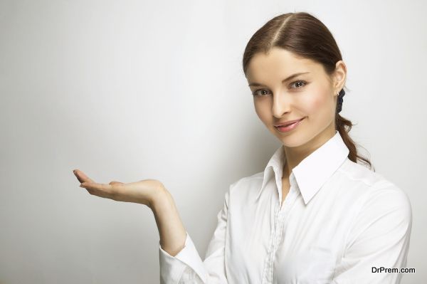 Young woman on the white background