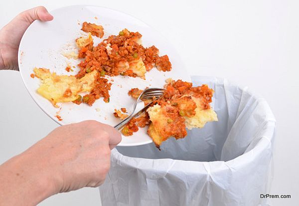 Removing food into a bin