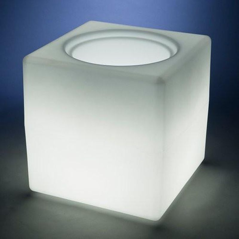 Illuminated tables and planters made from 100% recycled plastics