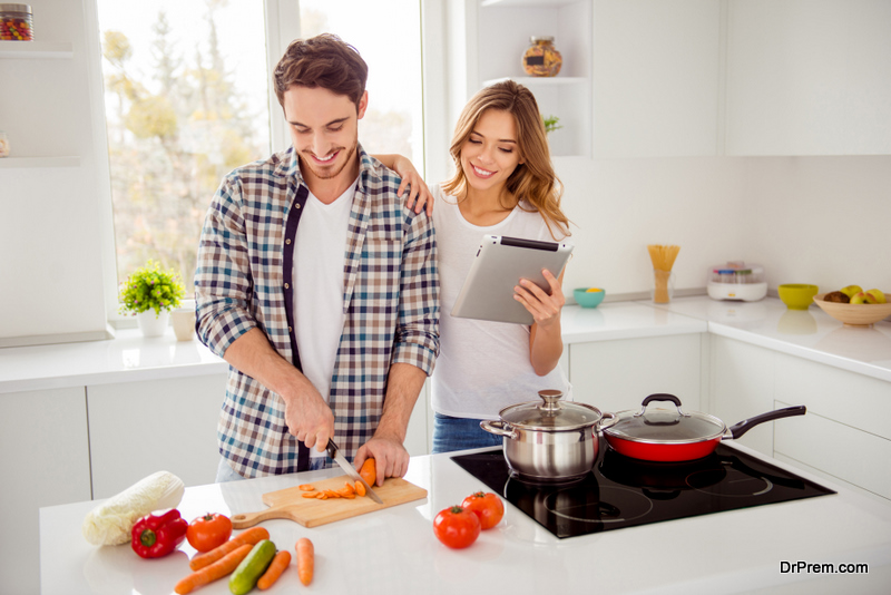 couple cooking together